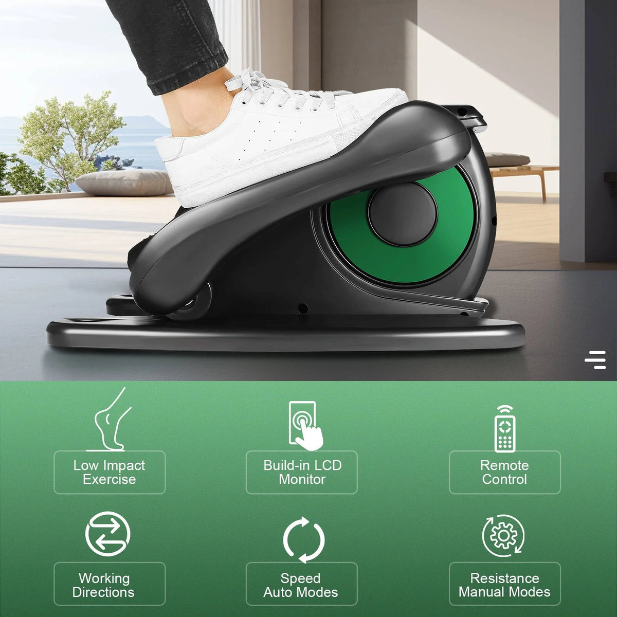 Under Desk Elliptical Pedal Exerciser with Remote & Data Monitor R701798