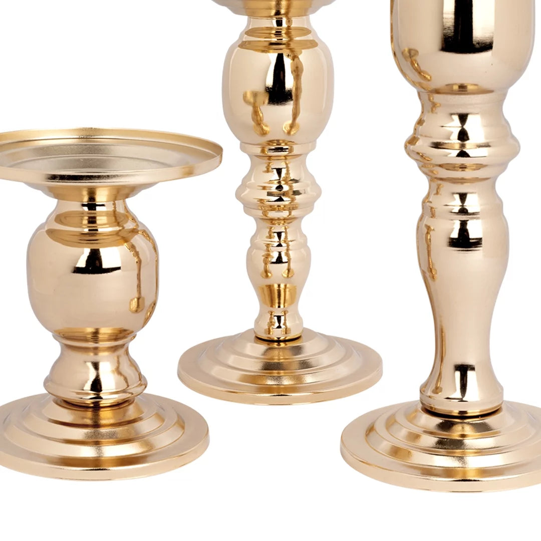 Copper Pillar Candle Holders With Hurricane Glass, Set of 3 T32688