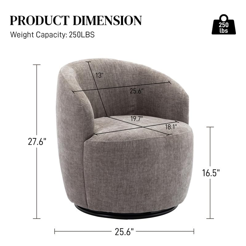 Set of 2 Chenille Swivel Barrel Chair G9507