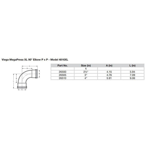 2-1/2x22 90 Carbon Steel Elbow with FKM H68903