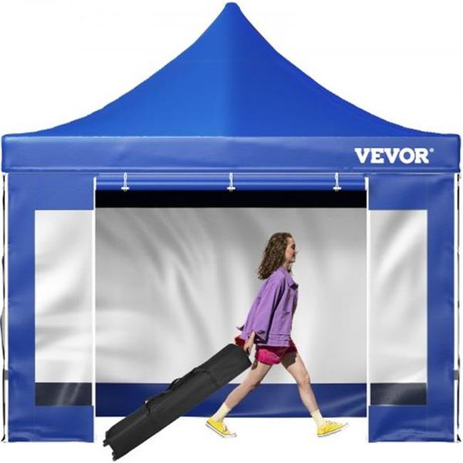 10 x 10 ft. Blue Pop Up Canopy Tent with Removable Sidewalls & Wheeled Bag H82766
