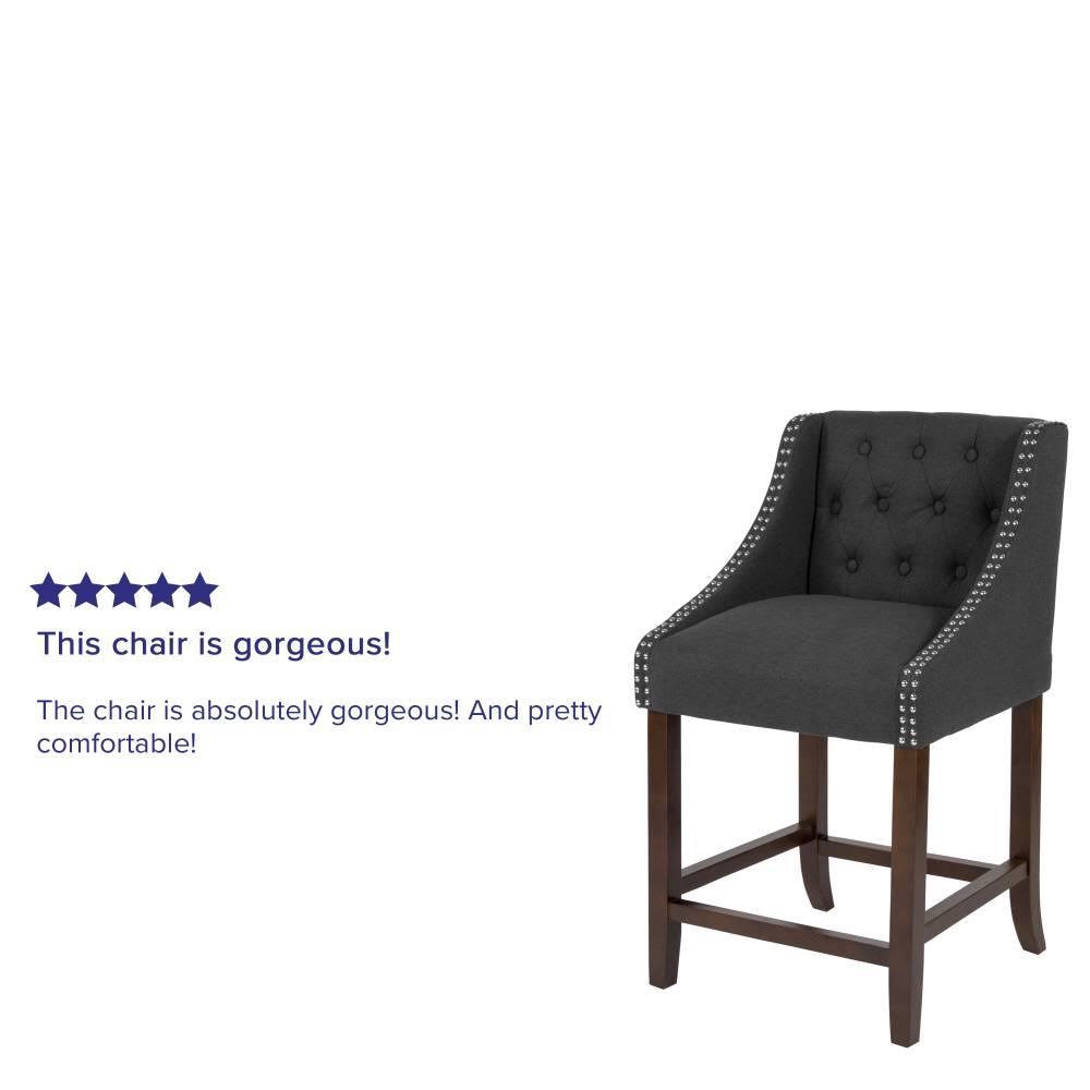 Tufted Walnut Counter Height Stool with Nail Trim I11110