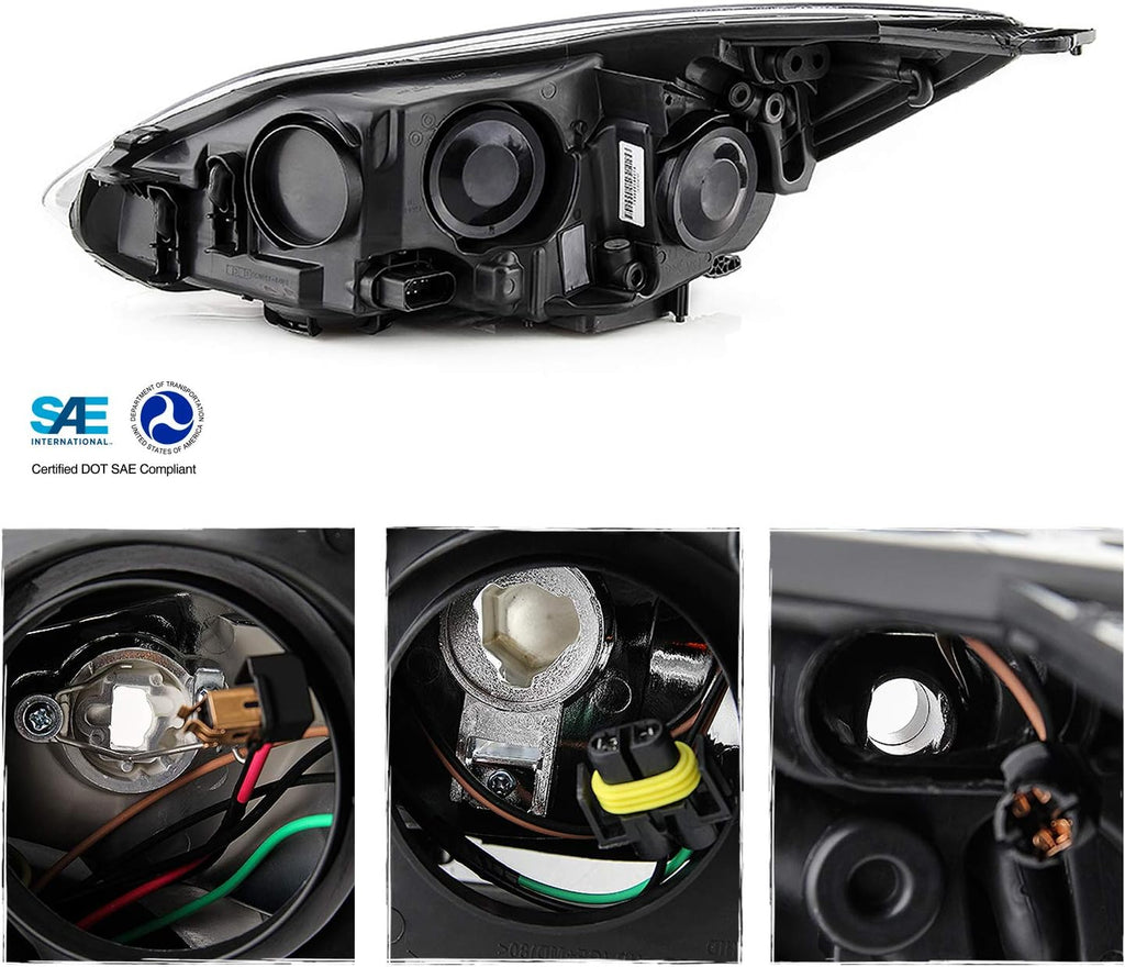 Black Trim Halogen Headlight Passenger Right Replacement Pack of 2 Z458