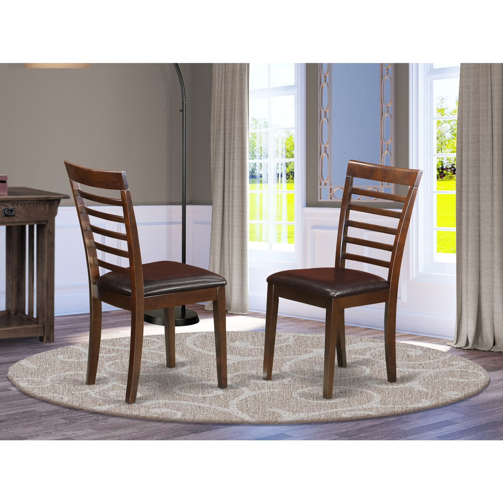 Mahogany Faux Leather Kitchen Chair Set of 2 P7508
