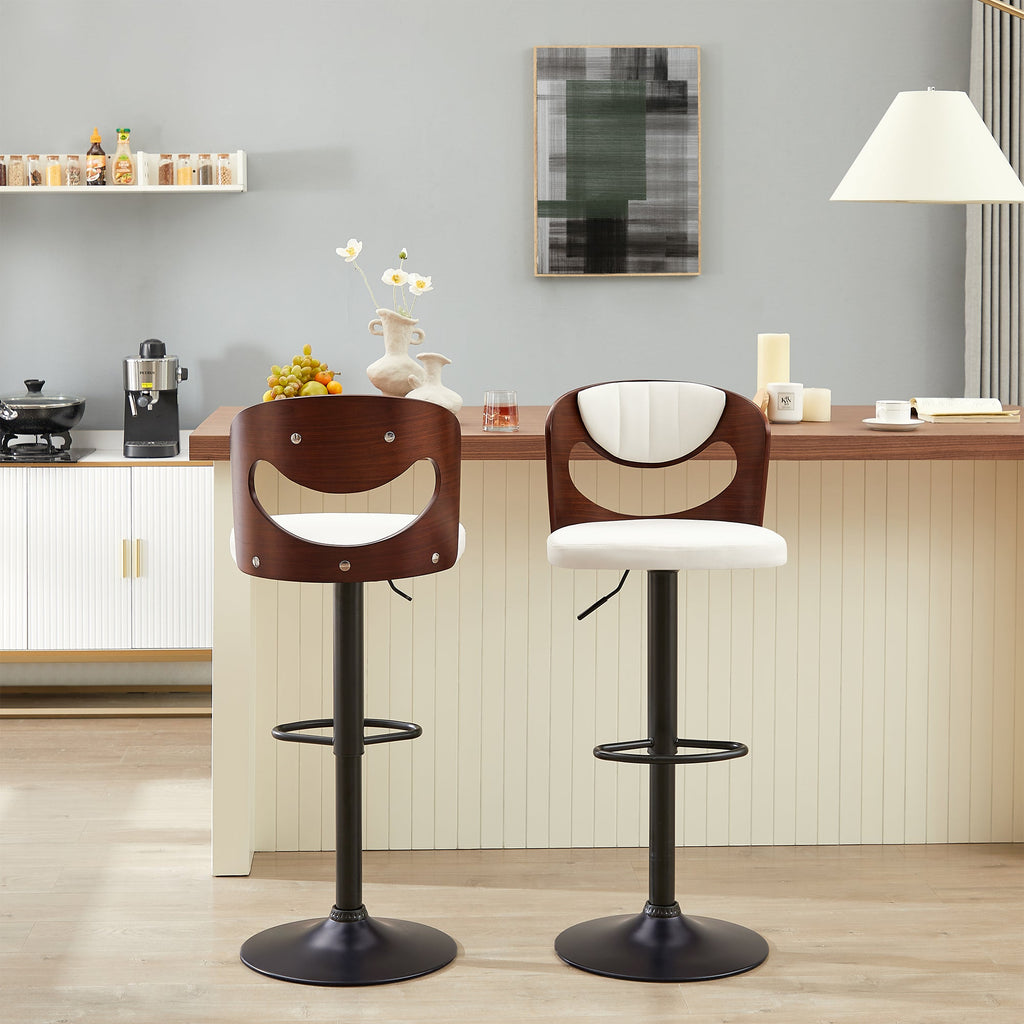 White Adjustable Swivel Bar Stools Set of 2 N962085