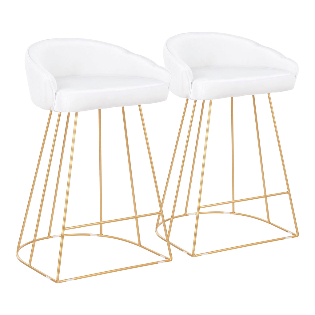 Green Velvet and Silver Steel Counter Height Stool Set of 2 B892