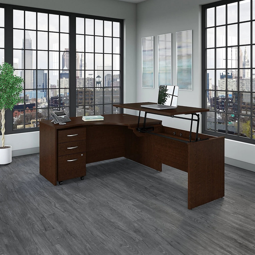 Mocha Cherry L Shaped Desk Office Set D57161