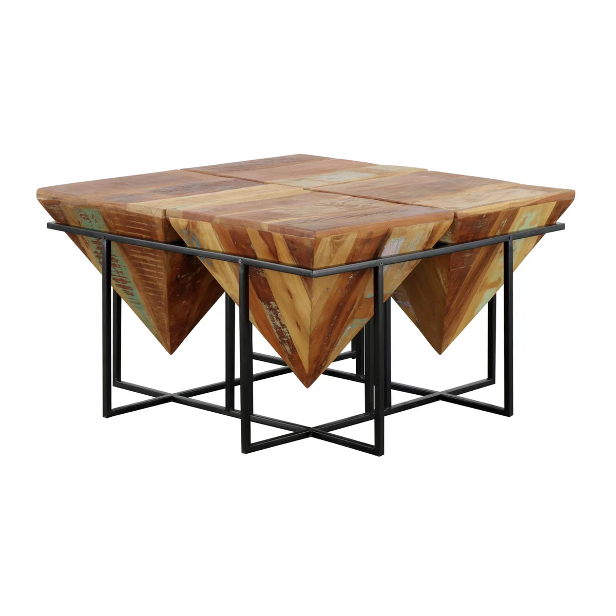 Reclaimed Wood & Iron Square Cocktail Table X928343