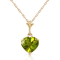 14k 20" Yellow Gold Heart-shaped Natural Peridot Pendant Necklace A8208