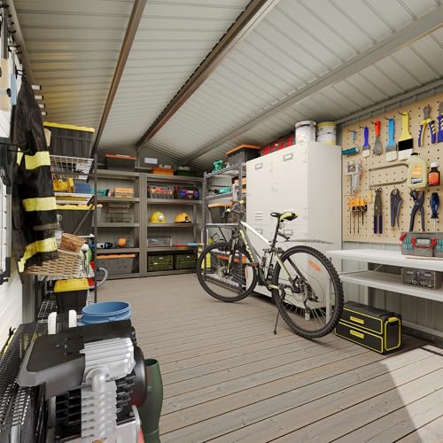 12x10 FT Brown Metal Steel Storage Shed R4690