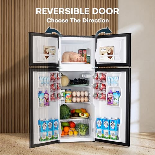 Black 4.0 Cu.Ft. Double Door Mini Refrigerator with Freezer M932