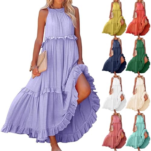 Casual V Neck Maxi Dress Floral Print Sundress S836267