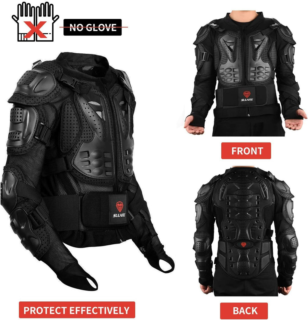 Black Adjustable Motorcycle Protective Jacket and Knee Pads Guard Gear N119012