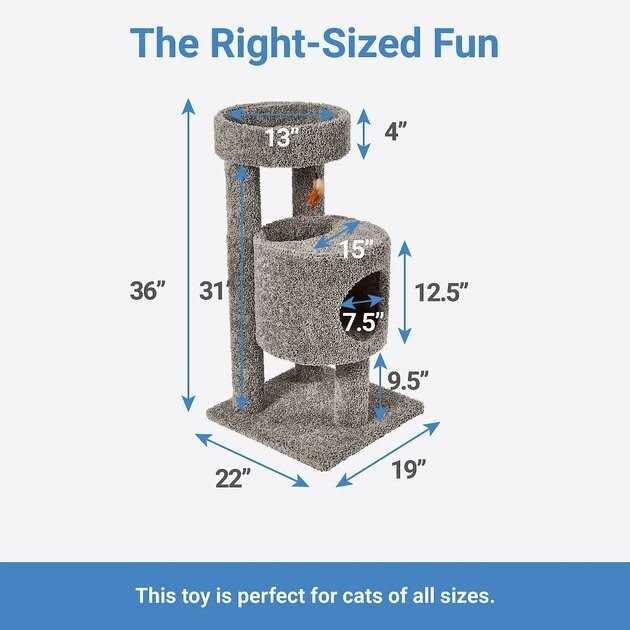 36-in Real Carpet Wooden Cat Tree L697