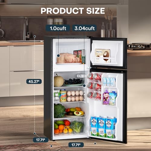 Black 4.0 Cu.Ft. Double Door Mini Refrigerator with Freezer M932