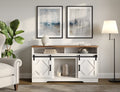 White Farmhouse Wood TV Stand with Storage G15929