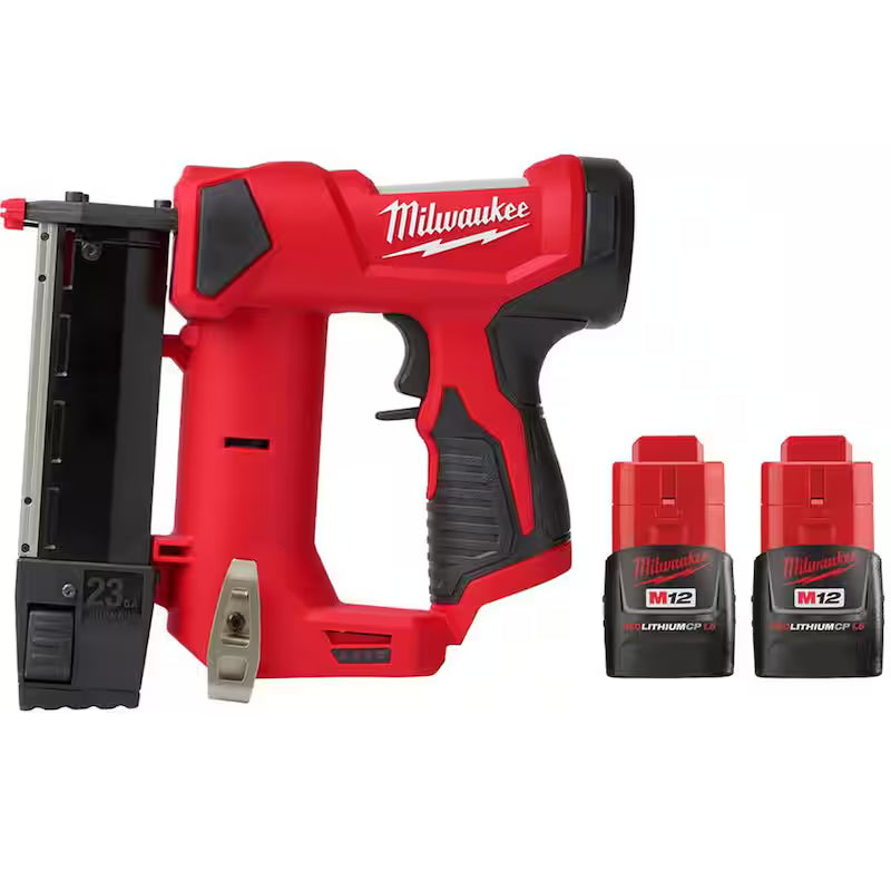 12-Volt 23-Gauge Cordless Pin Nailer with Two 1.5 Ah Compact Battery Packs N65771