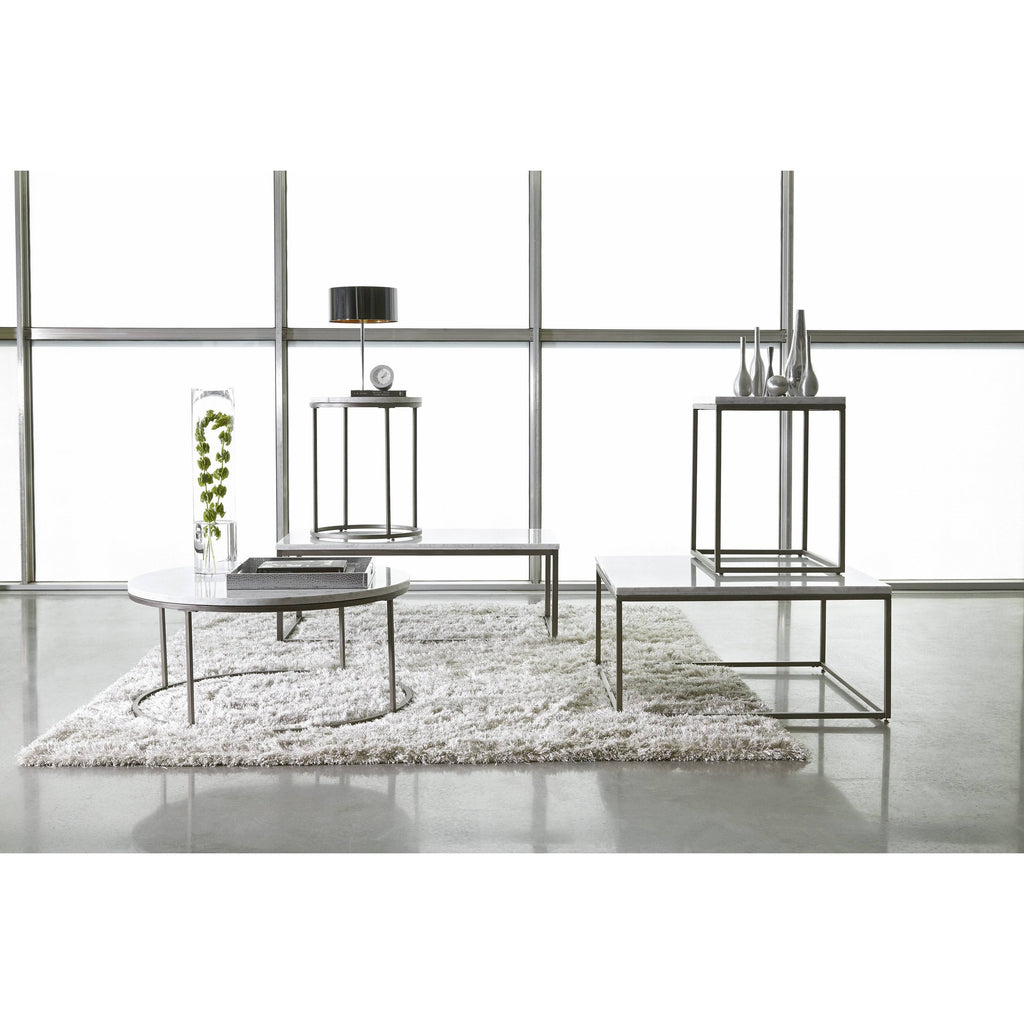 Rectangular End Table with White Marble Top Z1862