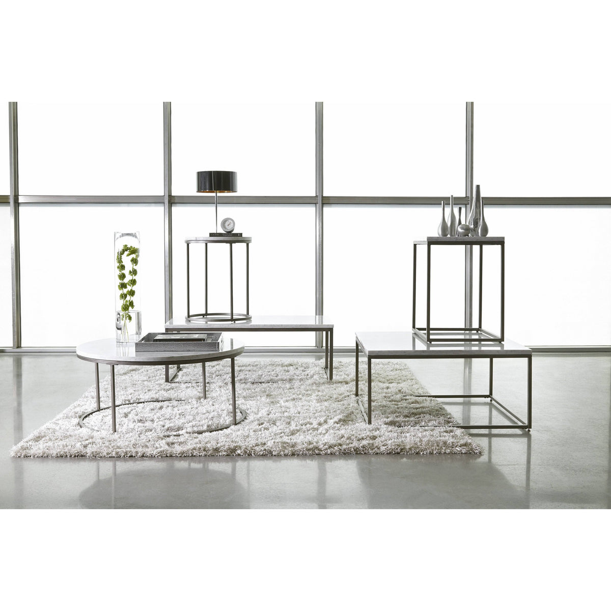 Rectangular End Table with White Marble Top Z1862