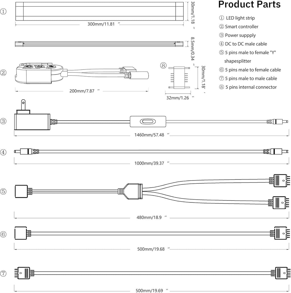 Under Cabinet LED Light Bar Kit, 3 Lights, Dimmable Warm to Cool White N38353