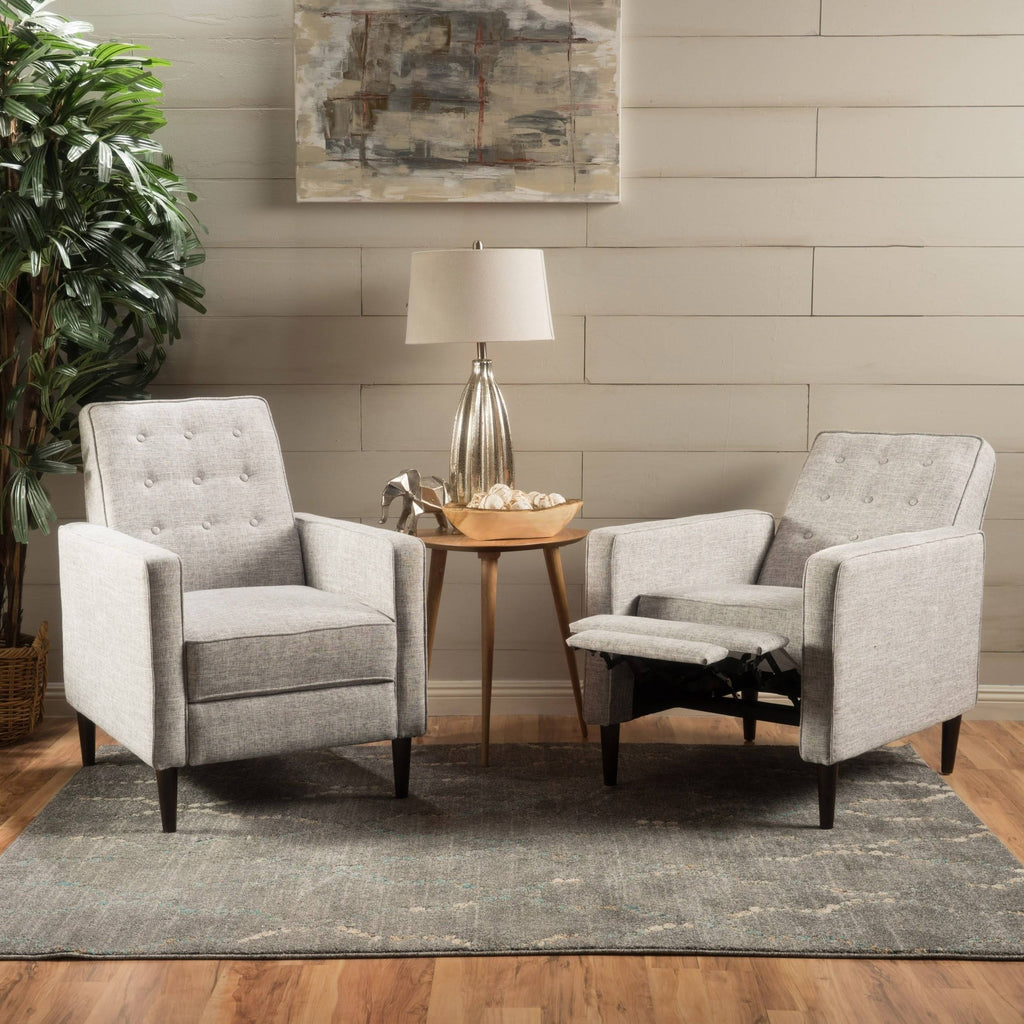 Fabric Recliner Set of 2 Light Grey Tweed J202116