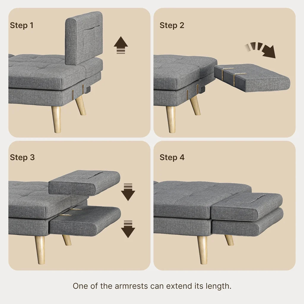 Dark Gray Convertible Futon Sofa Bed O6663