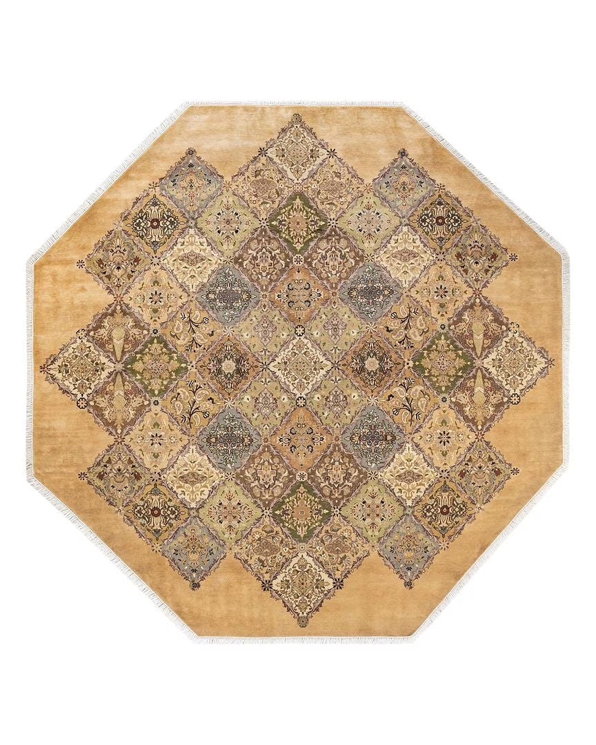 Hand-Knotted Wool Ivory Octagon Area Rug 8' 1" x 8' 1" X13446