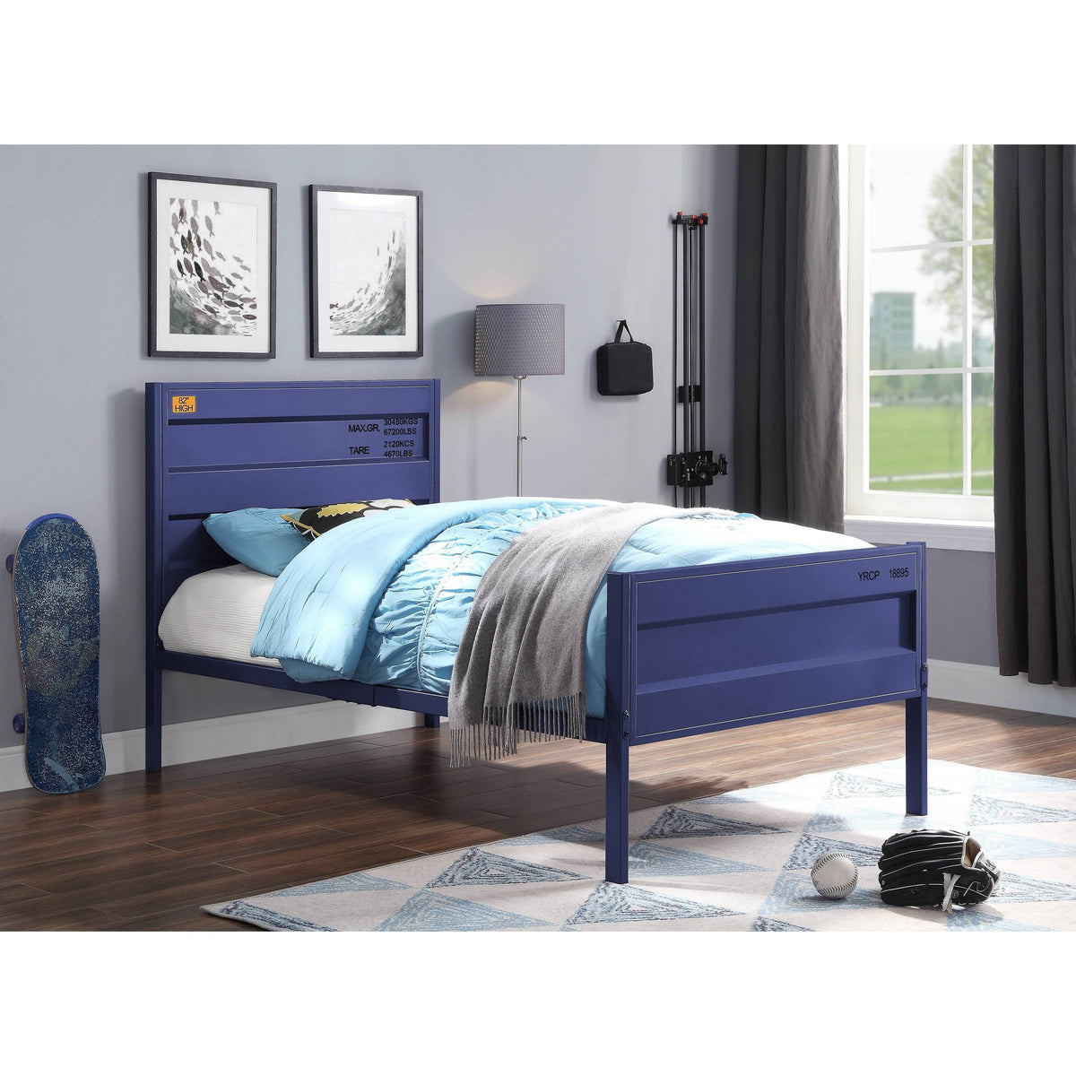 Twin Bed Blue D12531