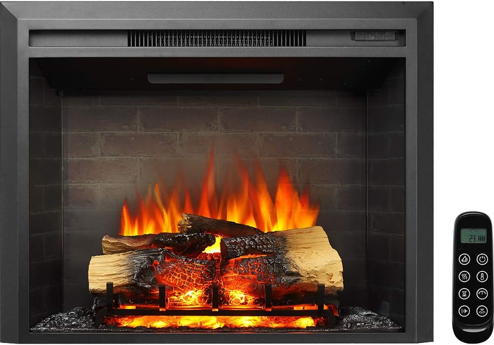 28 W Electric Fireplace Insert, 750/1500W Heater with Remote Control E878514