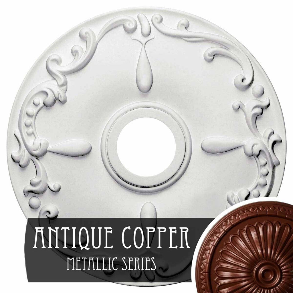 18x22OD x 3 1/2x22ID x 1 1/4x22P Ceiling Medallion, Hand-Painted Pot of Cream Crackle Z896