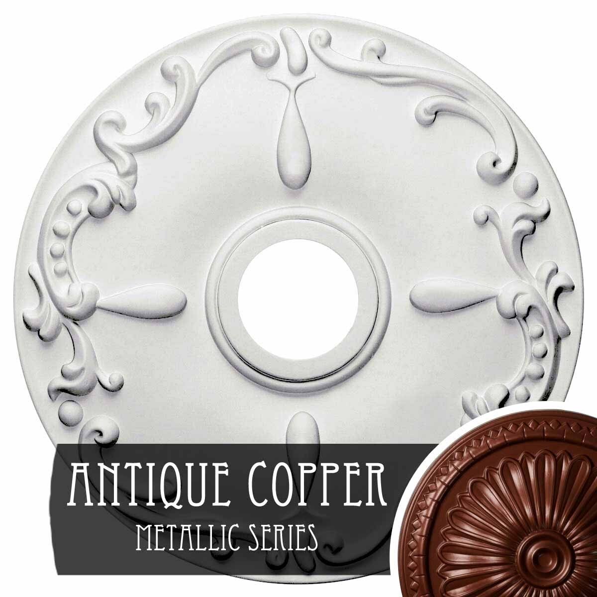 18x22OD x 3 1/2x22ID x 1 1/4x22P Ceiling Medallion, Hand-Painted Pot of Cream Crackle Z896