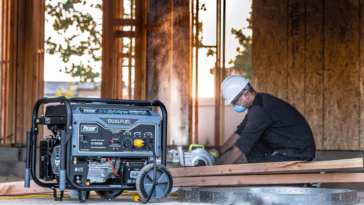 Heavy Duty Portable Dual Fuel Generator - 9500 Rated Watts & 12000 Peak Watts - Gas & LPG - Electric Start L366