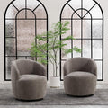 Set of 2 Chenille Swivel Barrel Chair G9507