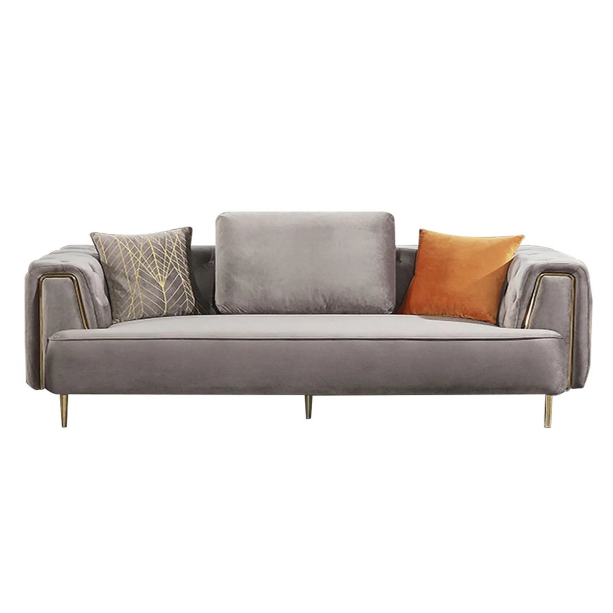 Gray Velvet 4 Seater Sofa L7185
