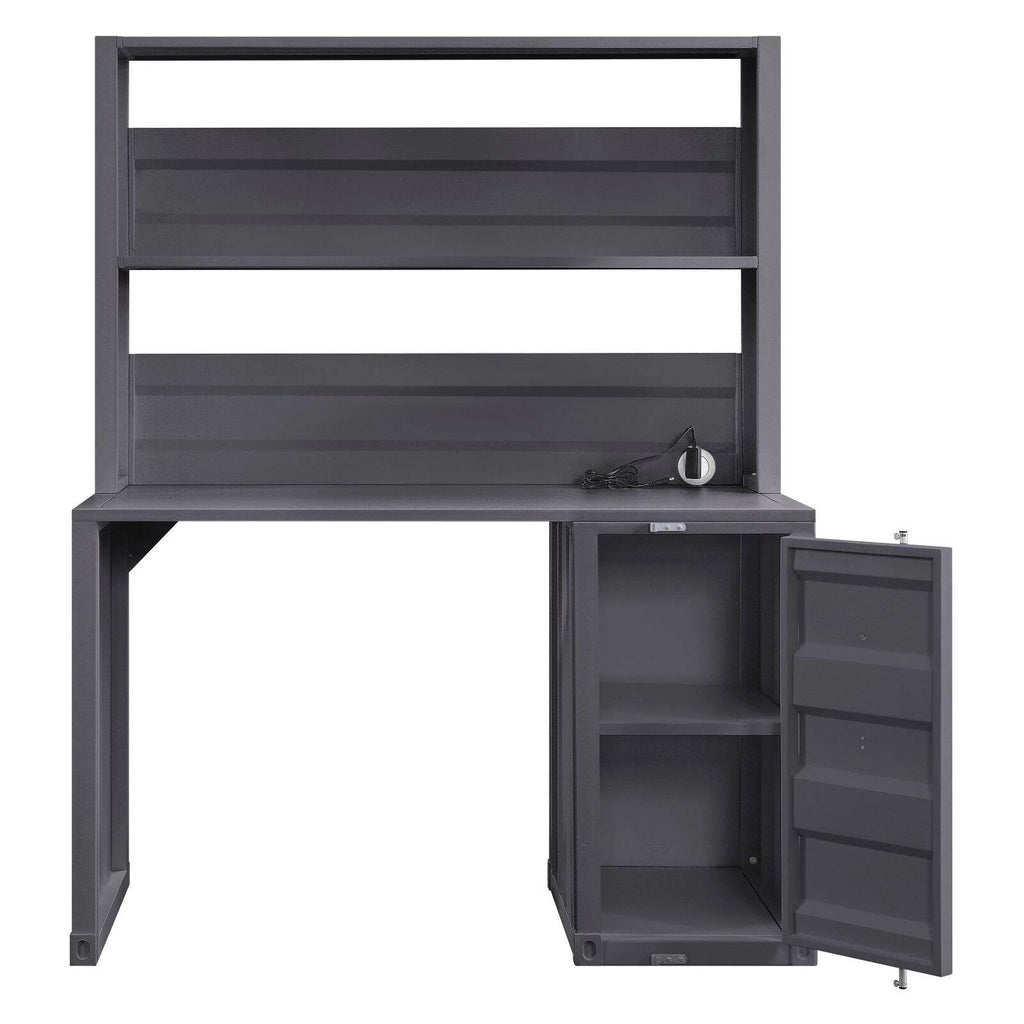 Metal Frame Desk and Hutch with Storage Base in Blue I693
