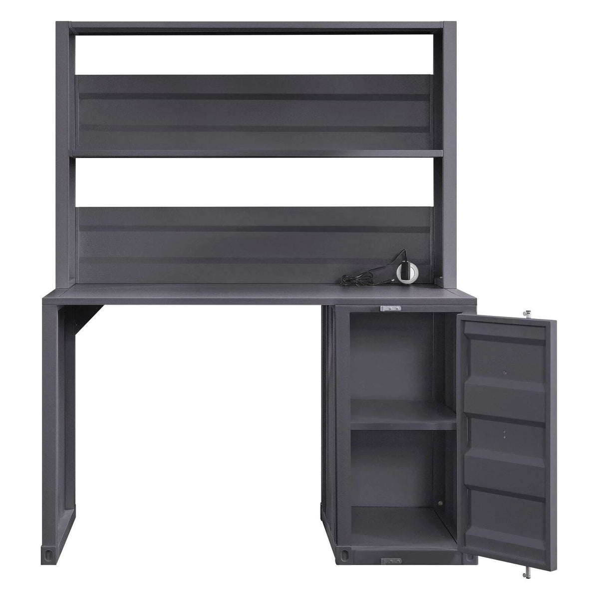 Metal Frame Desk and Hutch with Storage Base in Blue I693