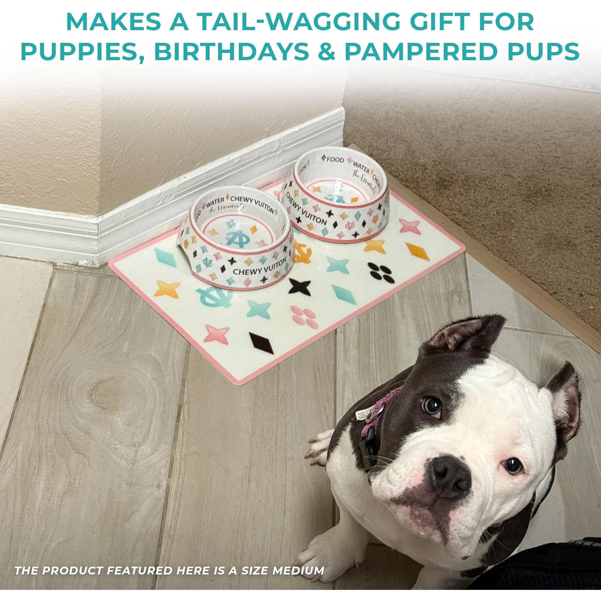 White BPA-Free Non-Skid Dog Bowls with Placemat, Case of 2 O364