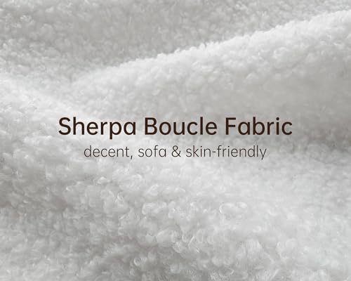 White 3 Seater Sherpa Boucle Sofa with Wood Legs Z644