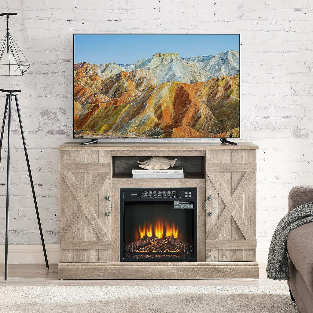 Light Gray Electric Fireplace TV Stand T37753