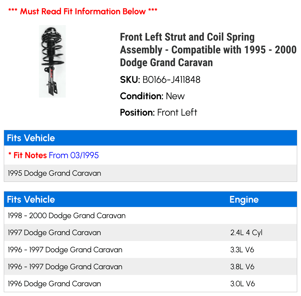 Front Left Strut and Coil Spring Assembly P949
