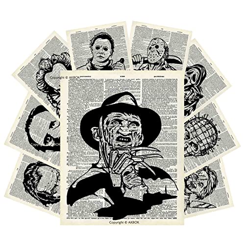 Vintage Horror Movie Newspaper Art Prints 8”X 10” Unframed 9Pcs F13223