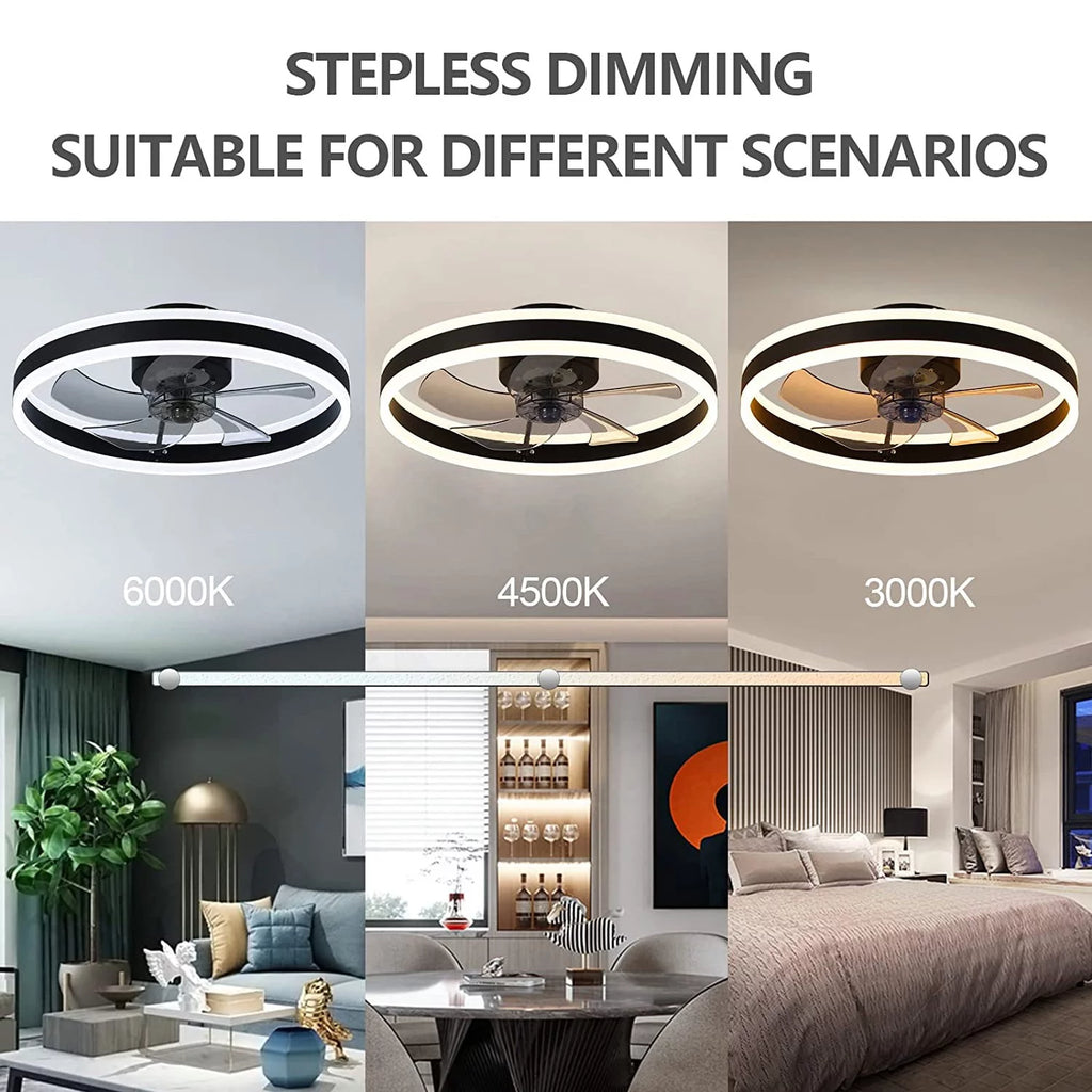 Black Low Profile Ceiling Fan with Light V380037