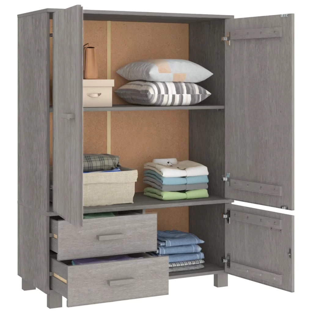 Light Gray Solid Wood Pine Wardrobe E12101