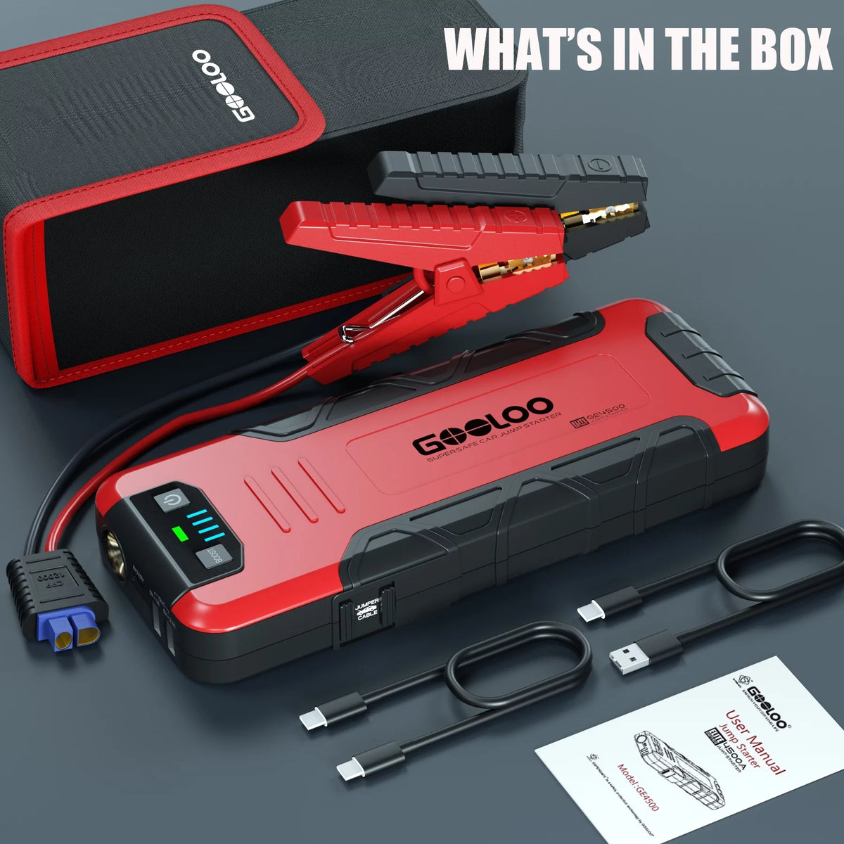 4500A Peak 12V Car Battery Jump Starter with USB Quick Charge Y62896