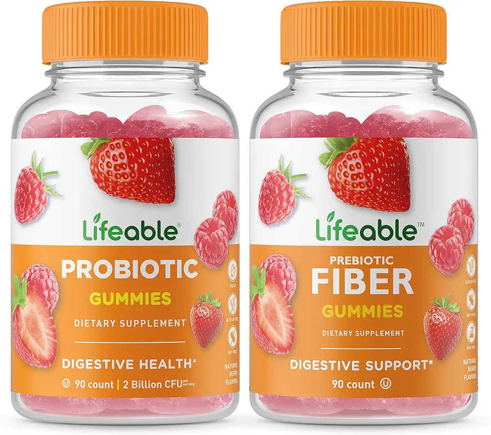 Probiotic 2 Billion CFU Prebiotic Fiber 5g Gummies Gluten Free Chewable Z78094
