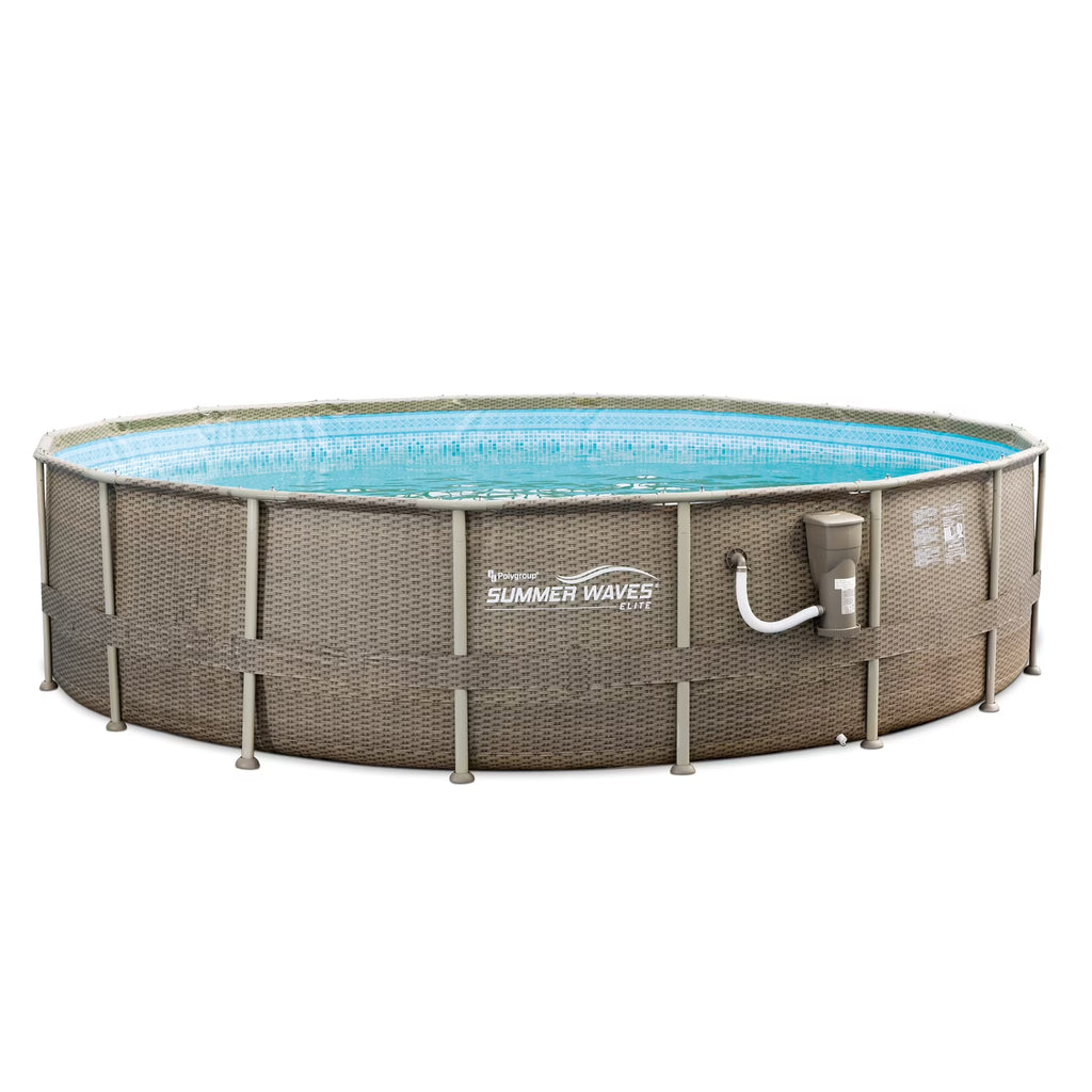 18ft x 48in Elite Frame Swimming Pool with Exterior Wicker Print C31160