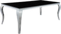 Black and Chrome Rectangular Glass Top Dining Table U145