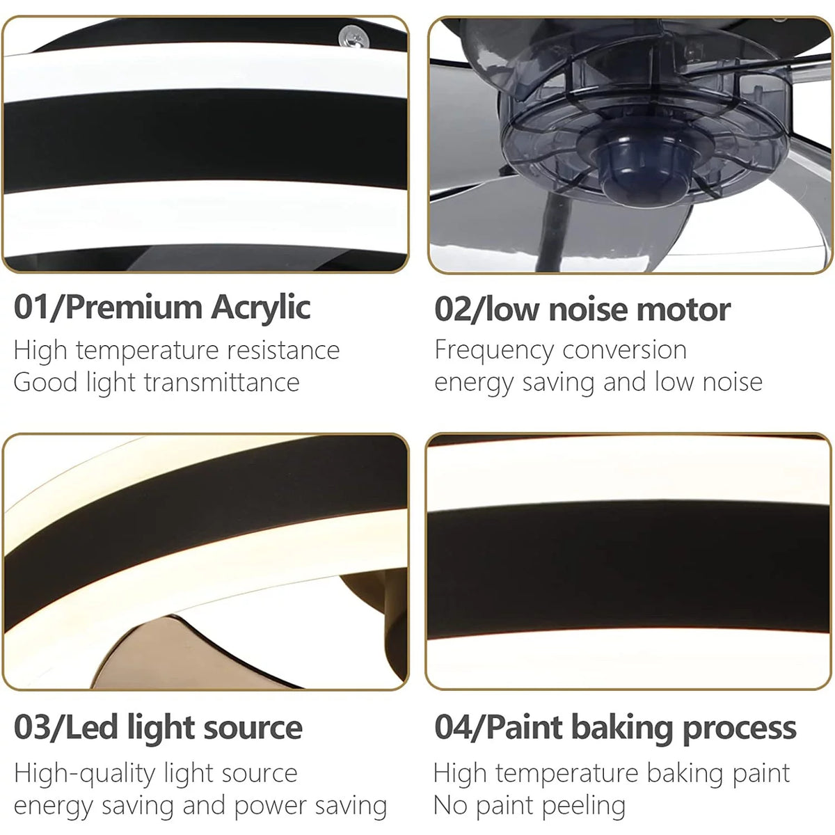 Black Low Profile Ceiling Fan with Light V380037