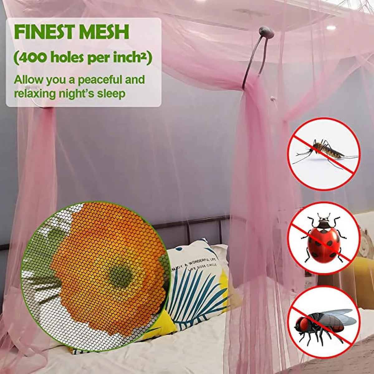 Luxury Mosquito Large Square Net for Single to King-Sized Beds Z651639