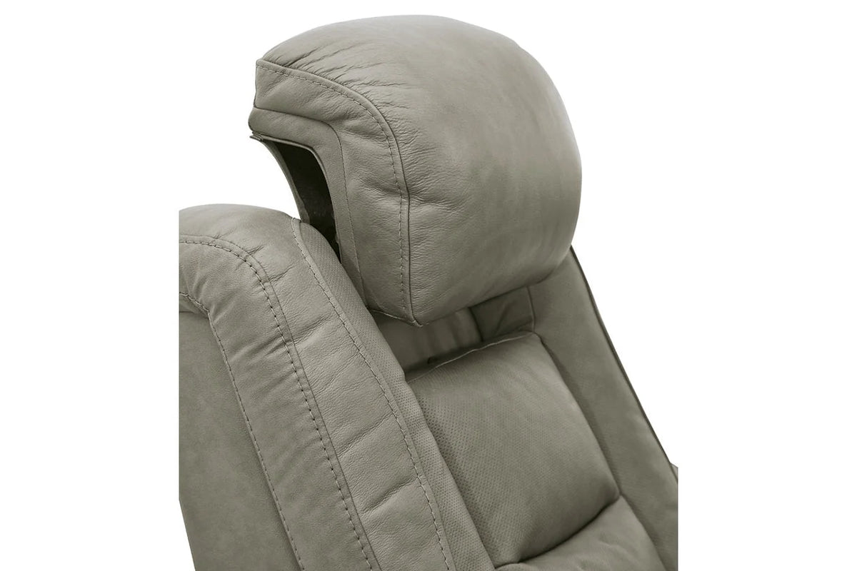Gray Leather Power Recliner A60688